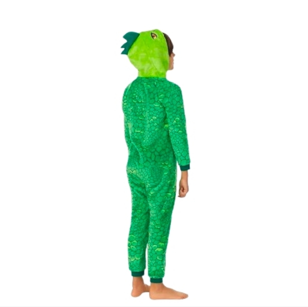 Saint Eve Dino Green Dinosaur Youth Kids One Piece Blanket Sleeper Size 7-8 - Picture 12 of 12
